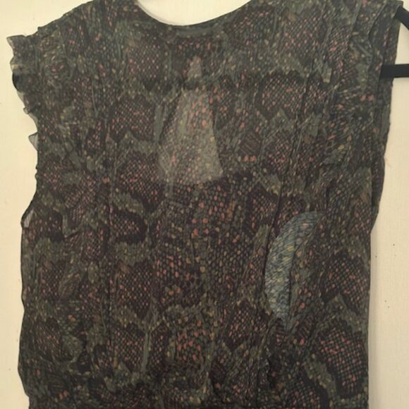 All Saints Snake Print Ruched Mini Dress, Sz 6 - Picture 9 of 10